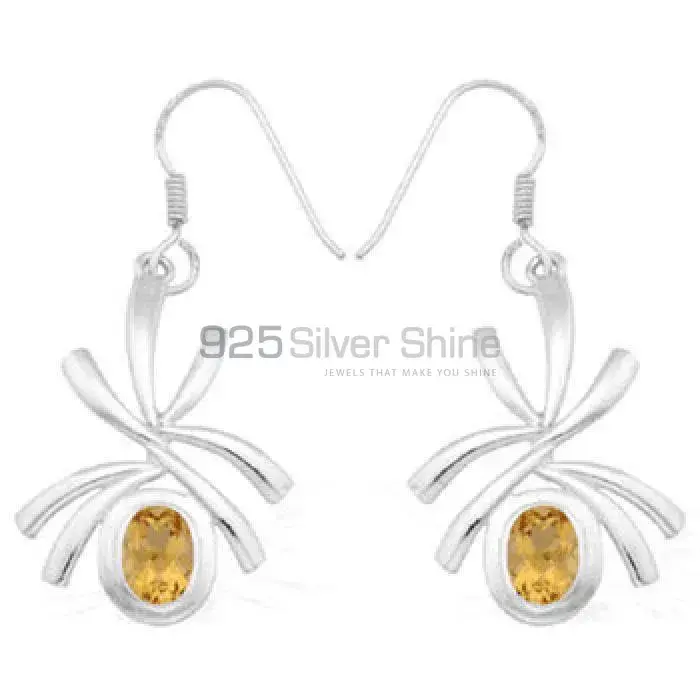 925 Sterling Silver Earrings In Genuine Citrine Gemstone 925SE933