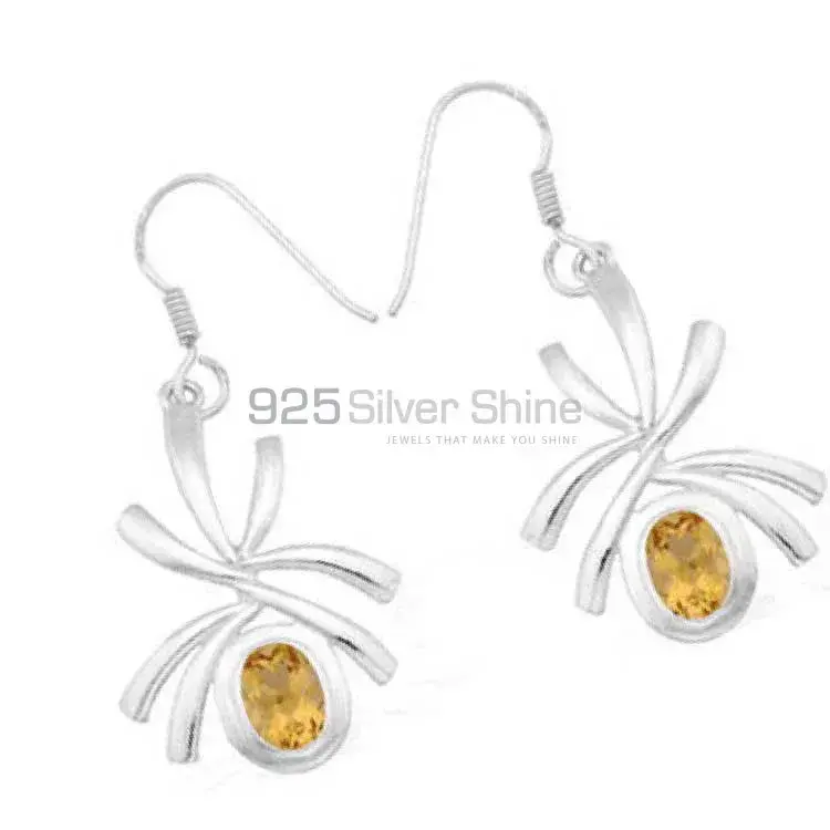 925 Sterling Silver Earrings In Genuine Citrine Gemstone 925SE933_0