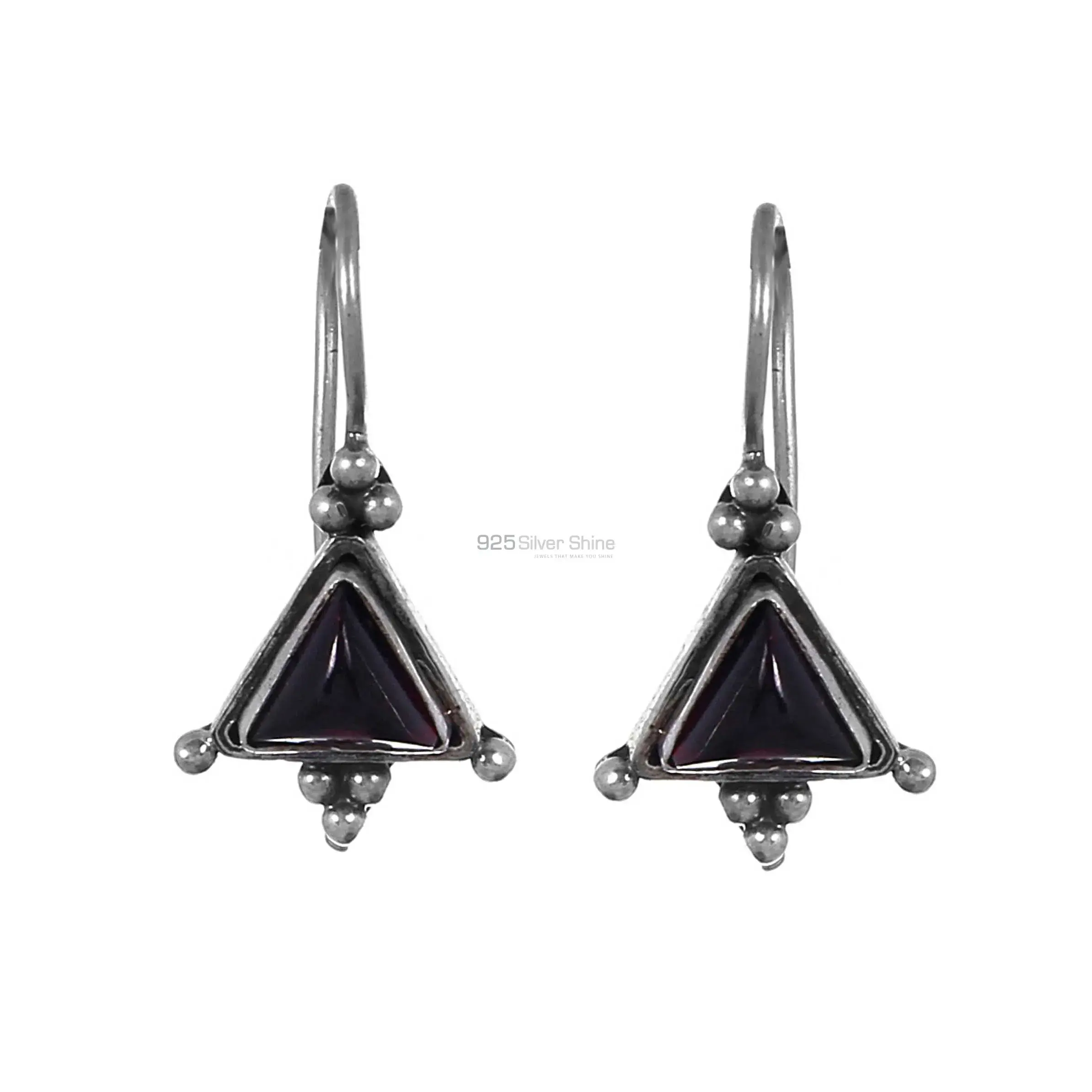925 Sterling Silver Earrings In Genuine Garnet Gemstone 925SE222_0