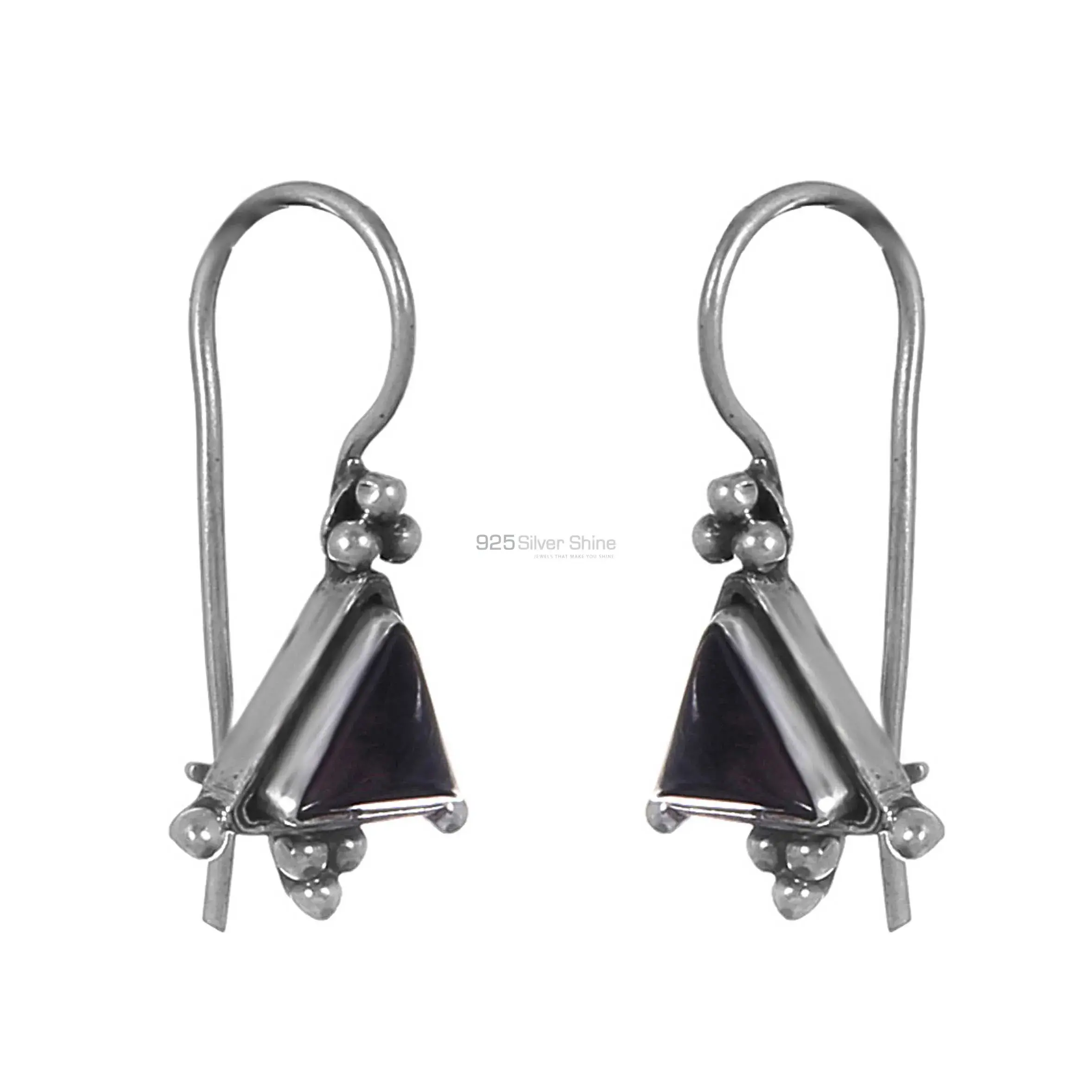 925 Sterling Silver Earrings In Genuine Garnet Gemstone 925SE222_1
