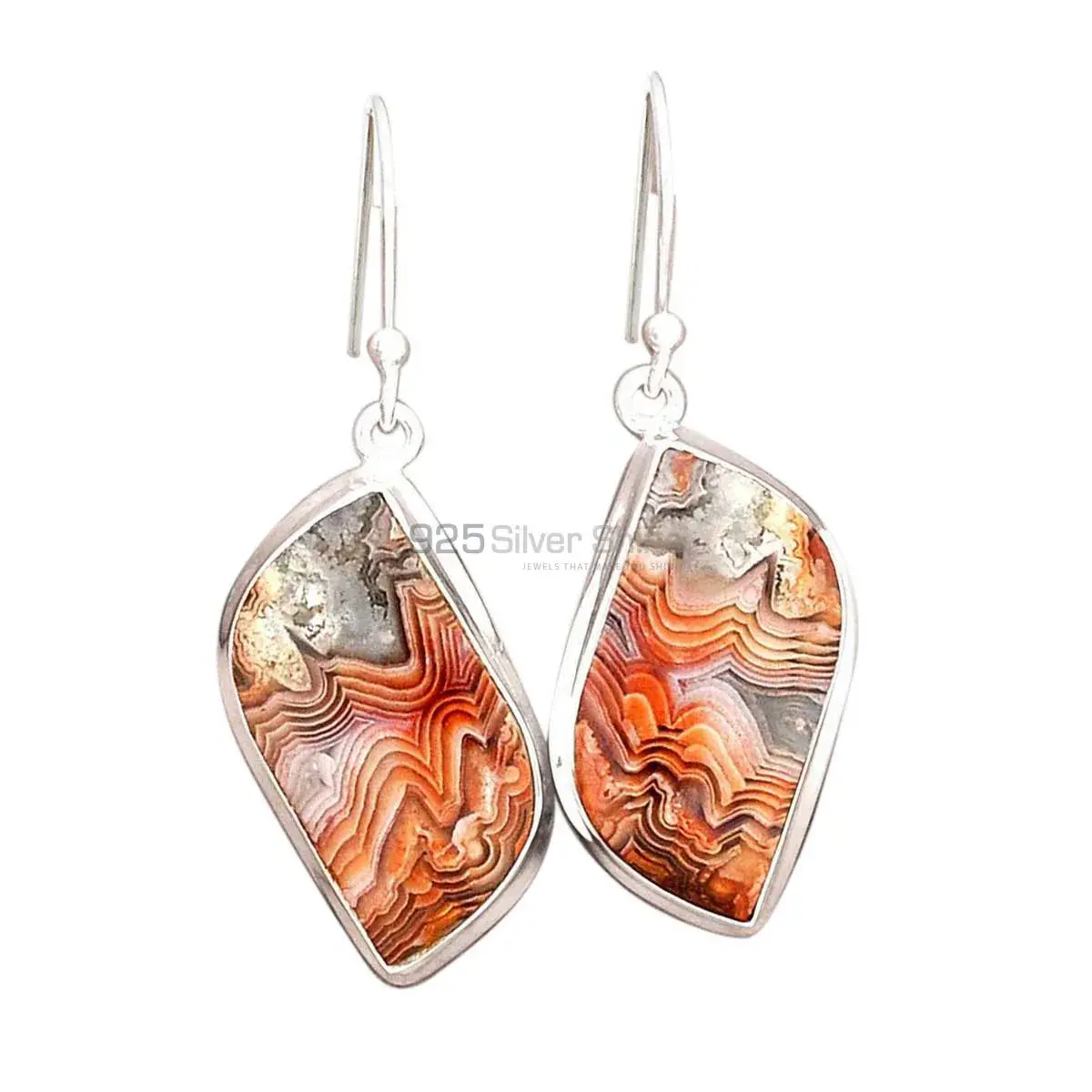 925 Sterling Silver Earrings In Genuine Mexican Laguna Lace Gemstone 925SE2253_0