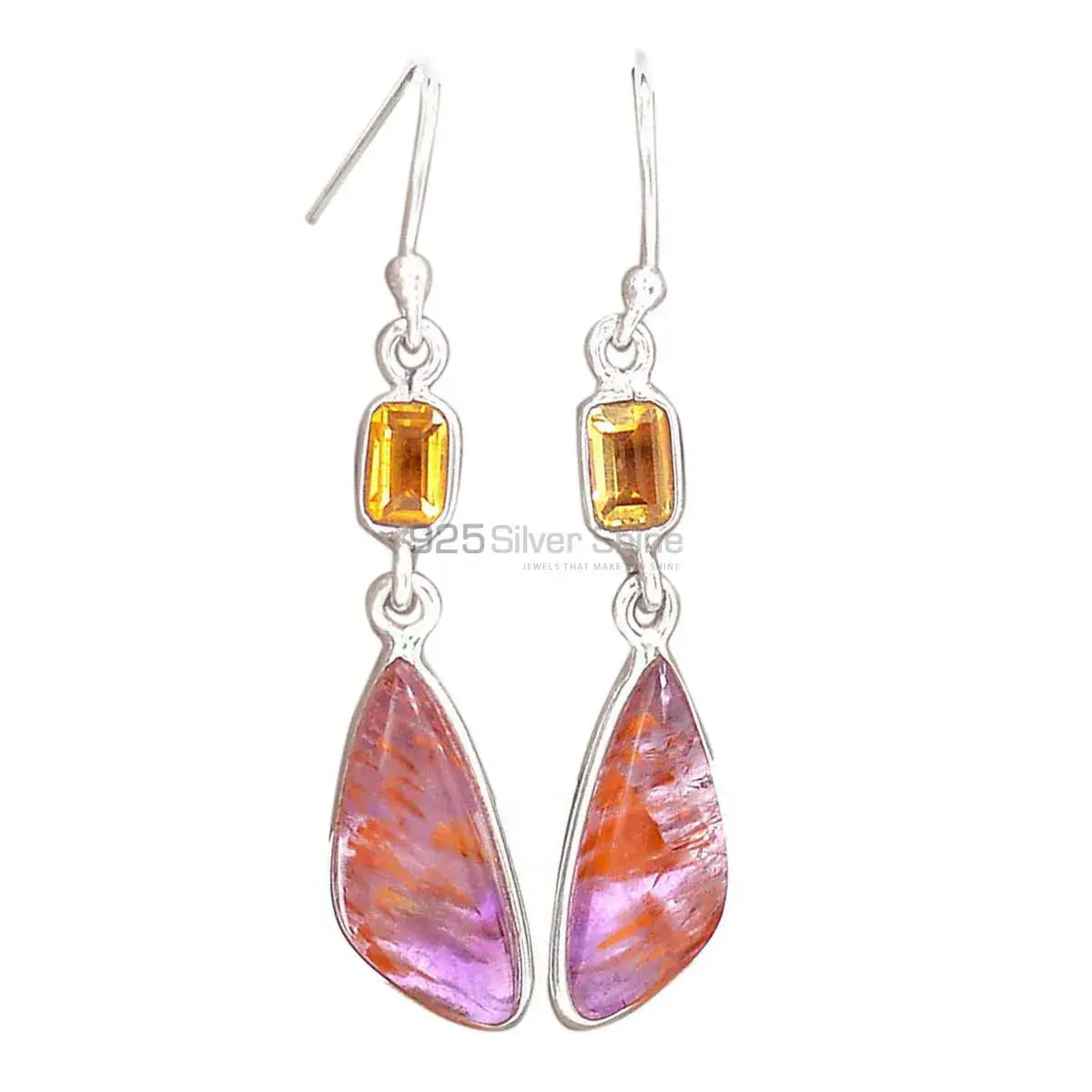 925 Sterling Silver Earrings In Genuine Multi Gemstone 925SE2490_0