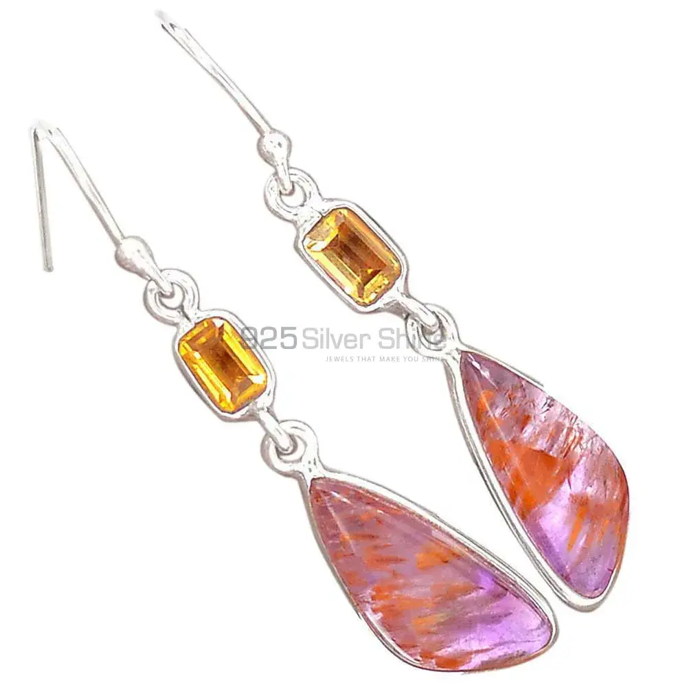 925 Sterling Silver Earrings In Genuine Multi Gemstone 925SE2490_1
