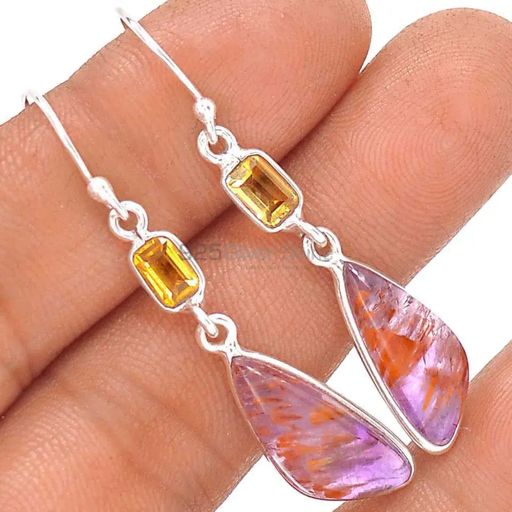 925 Sterling Silver Earrings In Genuine Multi Gemstone 925SE2490_1