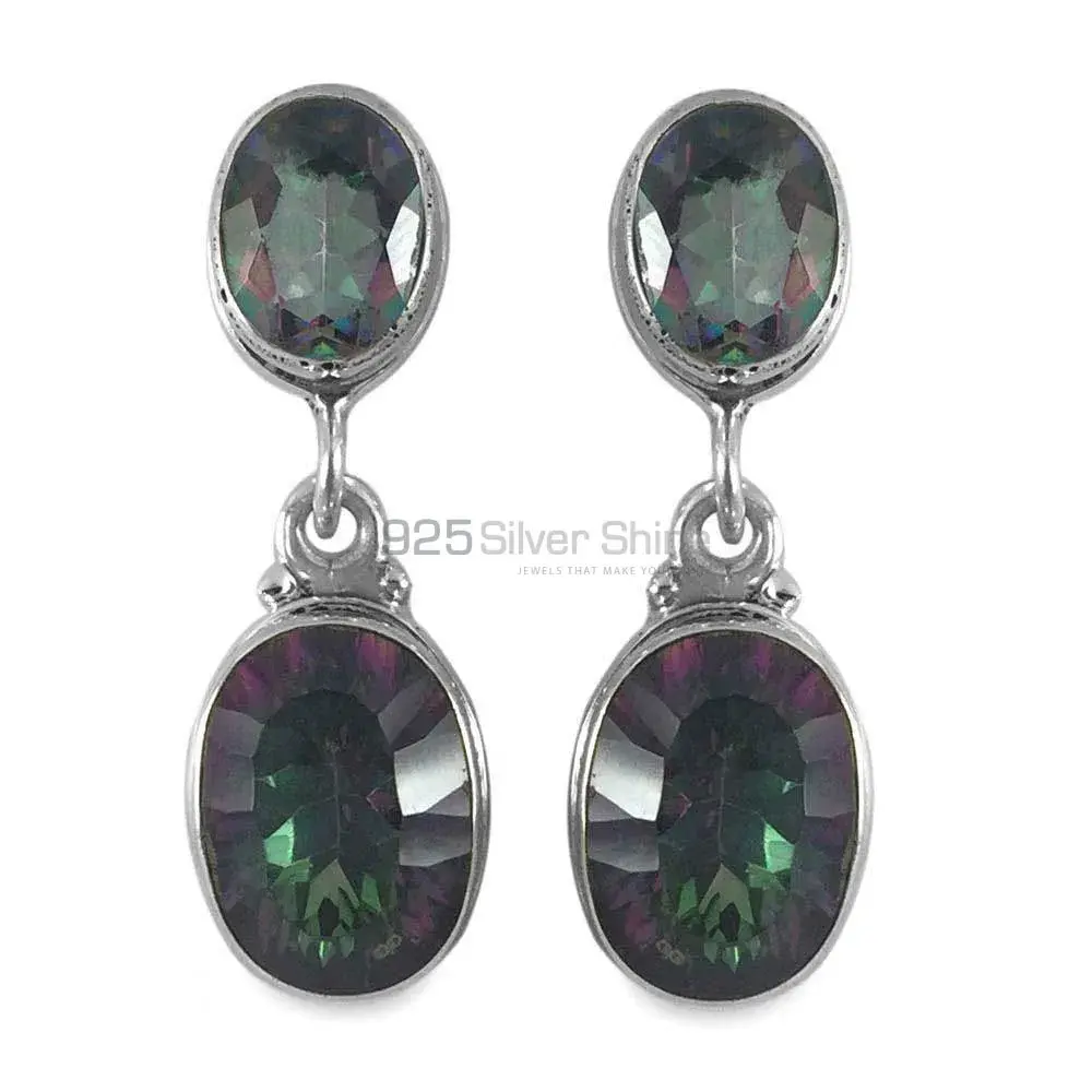 925 Sterling Silver Earrings In Genuine Mystic Topaz Gemstone 925SE1319