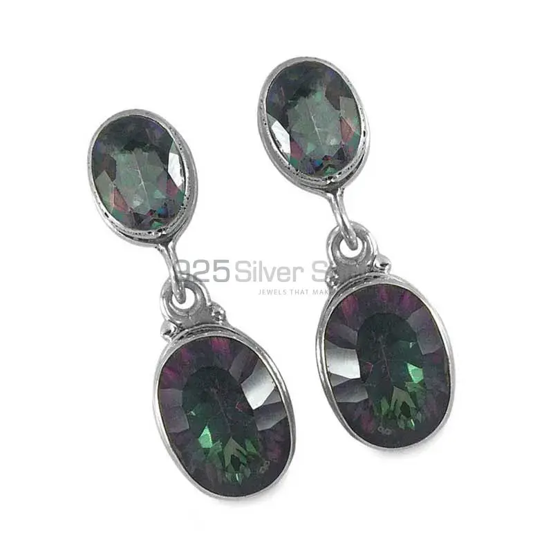 925 Sterling Silver Earrings In Genuine Mystic Topaz Gemstone 925SE1319_0