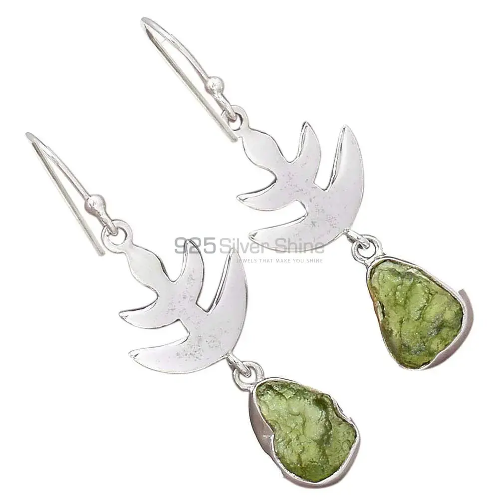 925 Sterling Silver Earrings In Genuine Moldavite Gemstone 925SE2174_1