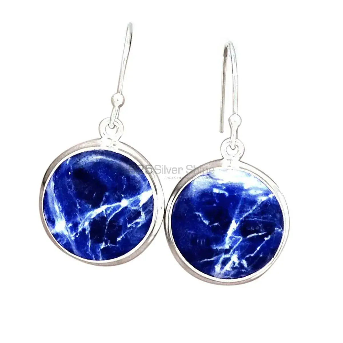 925 Sterling Silver Earrings In Genuine Sodalite Gemstone 925SE2411_1