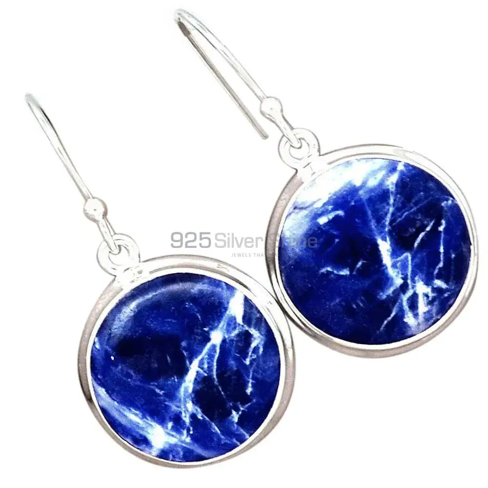 925 Sterling Silver Earrings In Genuine Sodalite Gemstone 925SE2411_0