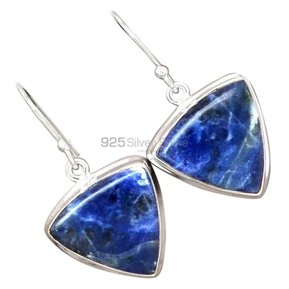 925 Sterling Silver Earrings In Genuine Sodalite Gemstone 925SE2411_11