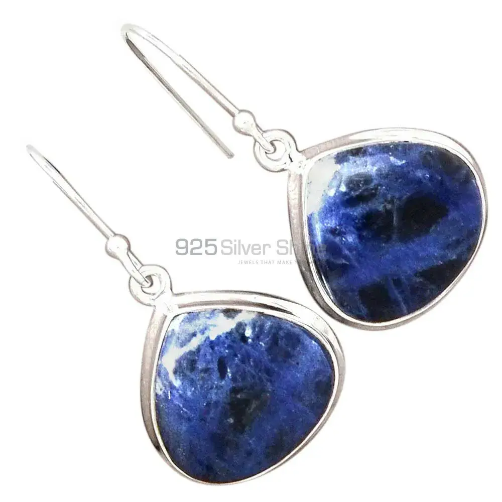 925 Sterling Silver Earrings In Genuine Sodalite Gemstone 925SE2411_10
