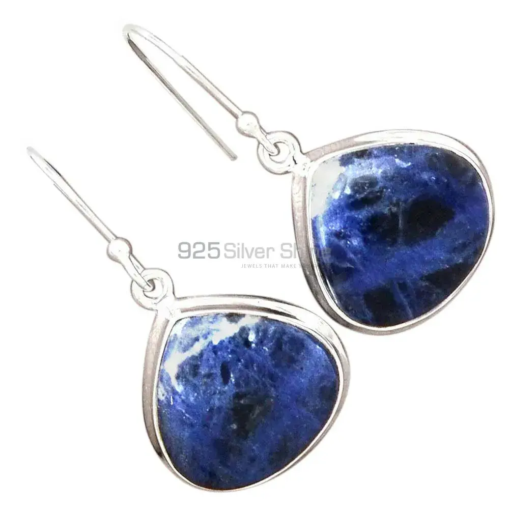 925 Sterling Silver Earrings In Genuine Sodalite Gemstone 925SE2411_12