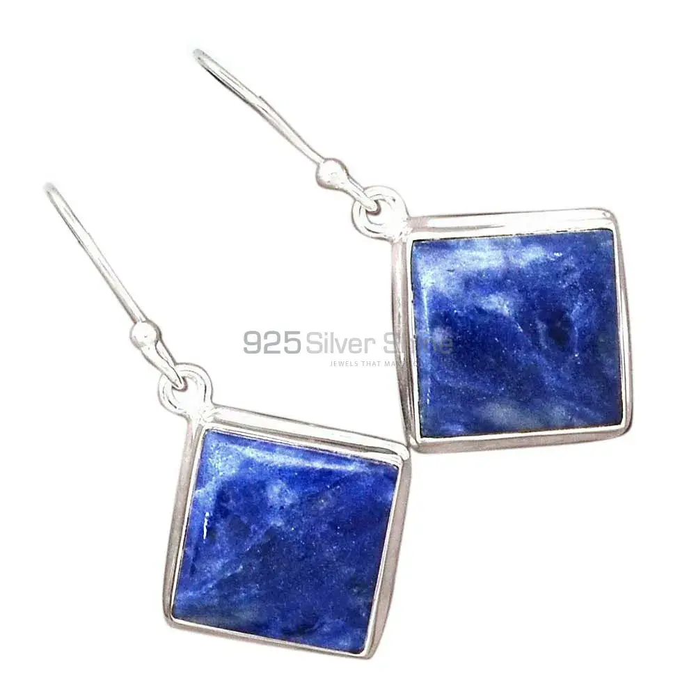 925 Sterling Silver Earrings In Genuine Sodalite Gemstone 925SE2411_1