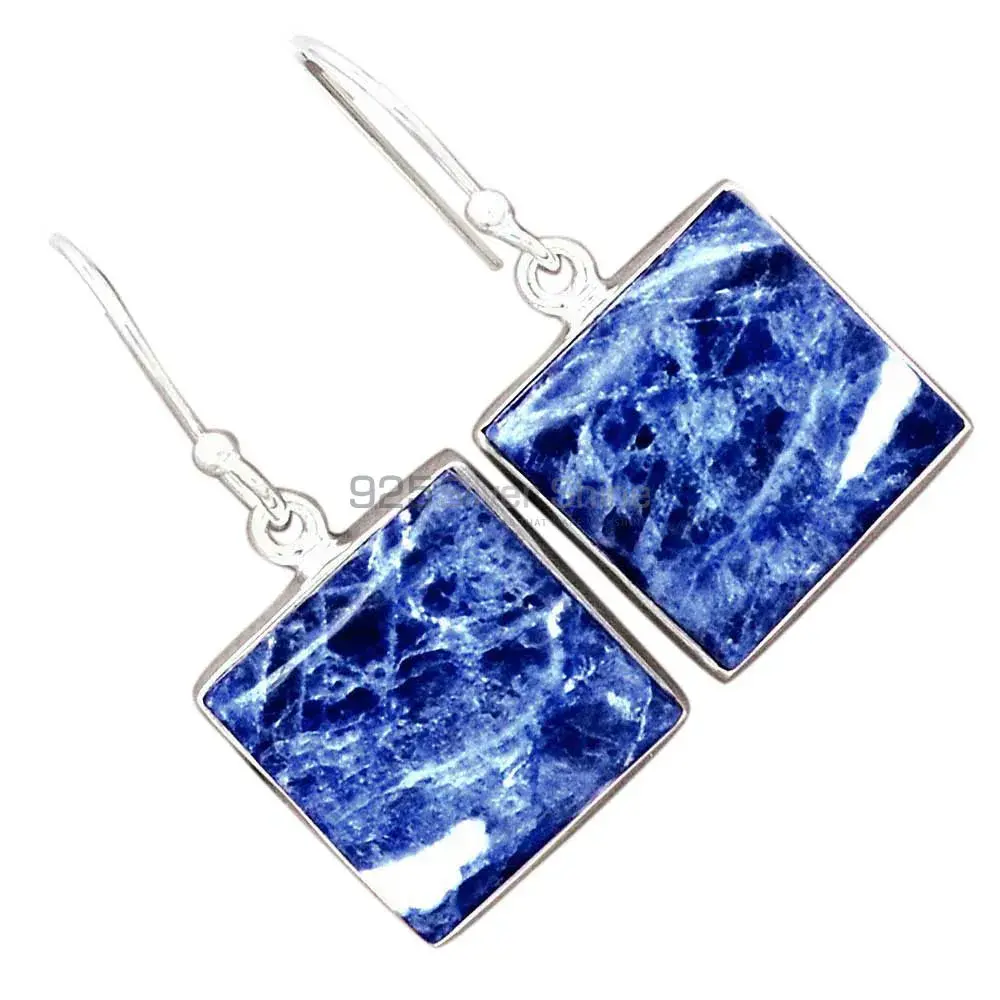 925 Sterling Silver Earrings In Genuine Sodalite Gemstone 925SE2411_4