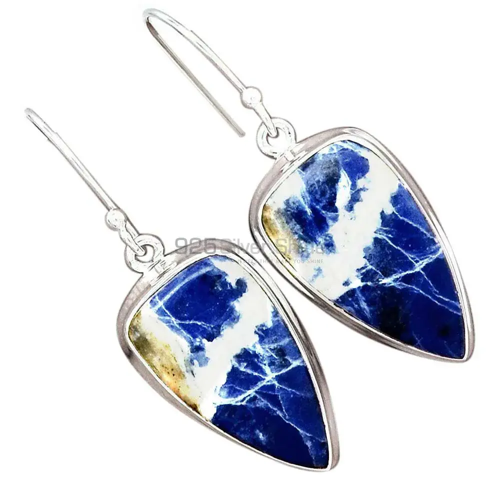 925 Sterling Silver Earrings In Genuine Sodalite Gemstone 925SE2411_3