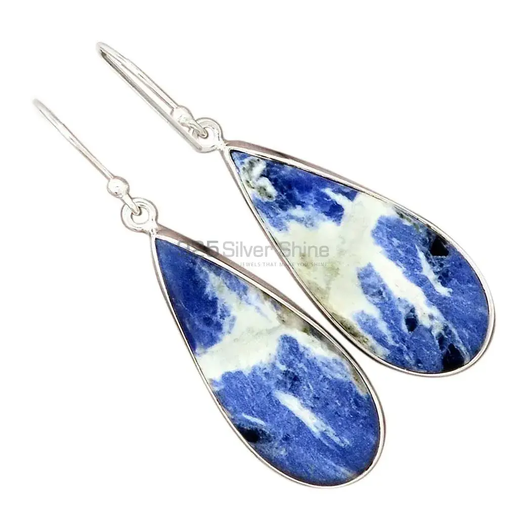 925 Sterling Silver Earrings In Genuine Sodalite Gemstone 925SE2411_4