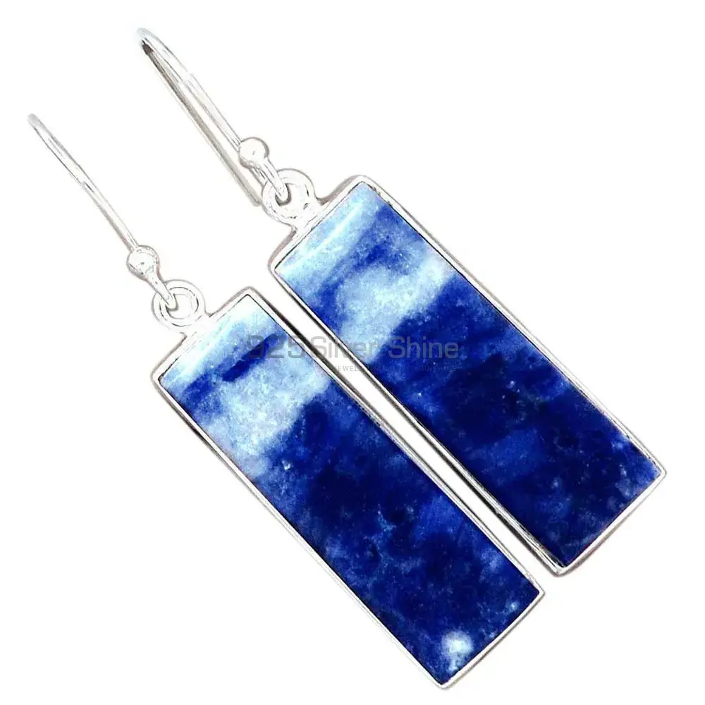 925 Sterling Silver Earrings In Genuine Sodalite Gemstone 925SE2411_5