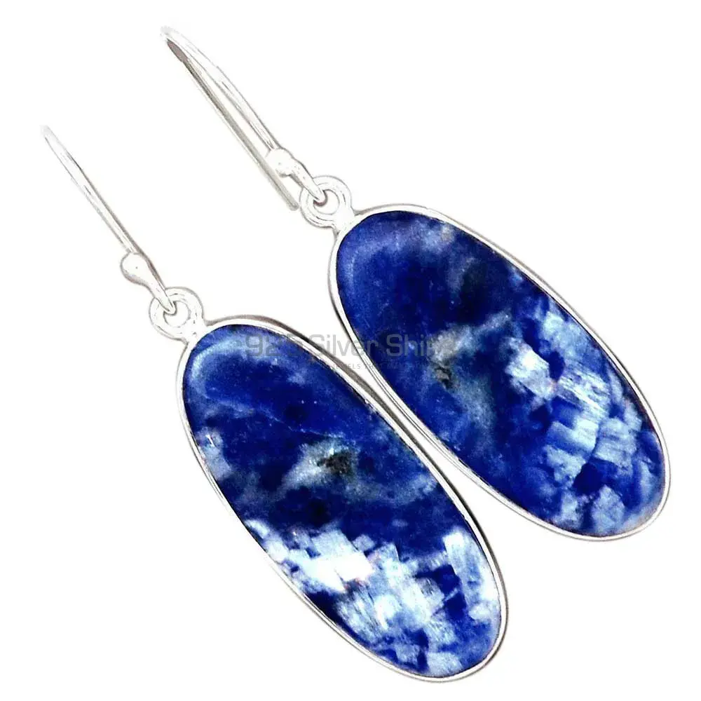 925 Sterling Silver Earrings In Genuine Sodalite Gemstone 925SE2411_6