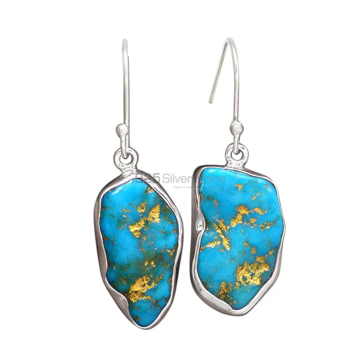 925 Sterling Silver Earrings In Genuine Turquoise Gemstone 925SE2808_0