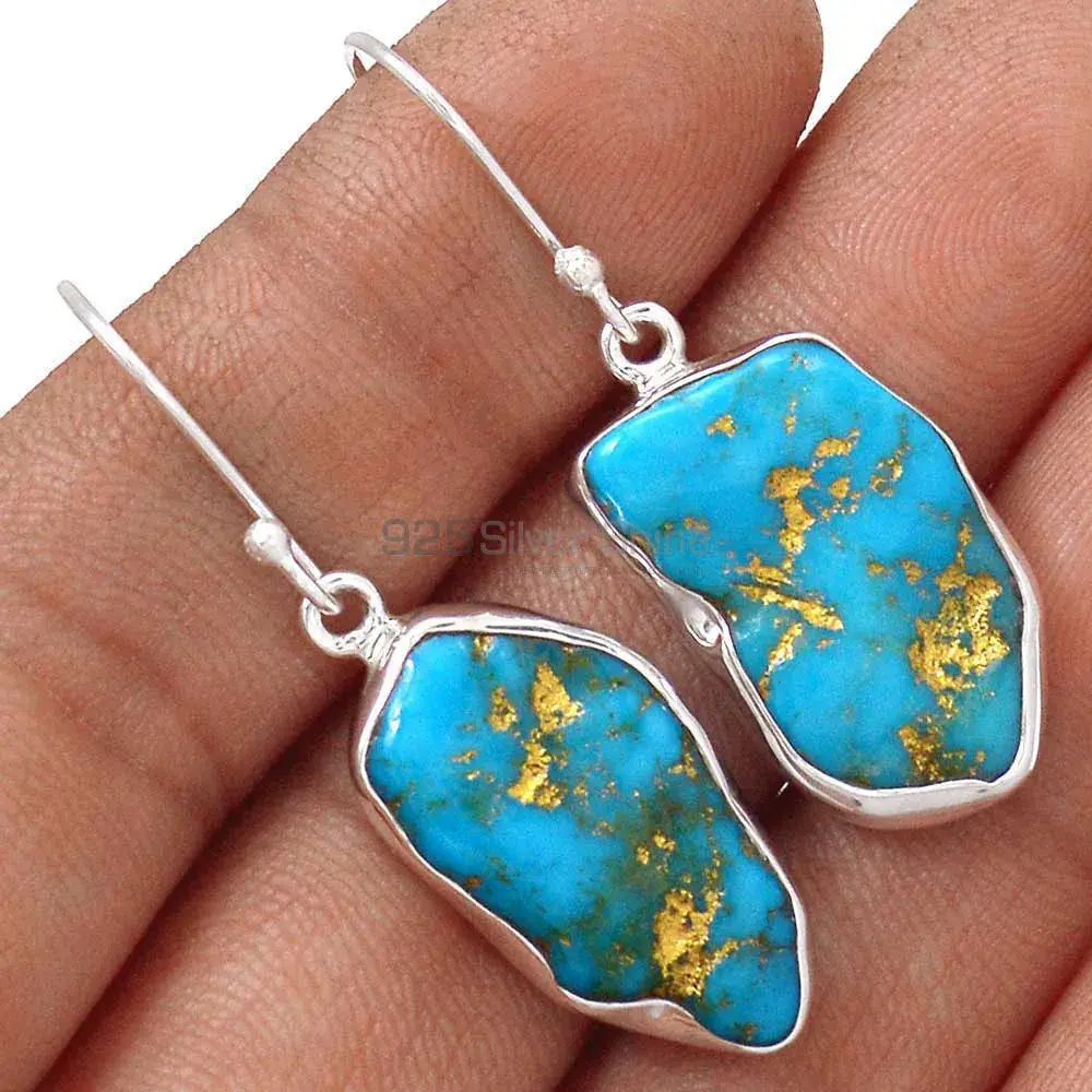 925 Sterling Silver Earrings In Genuine Turquoise Gemstone 925SE2808_0