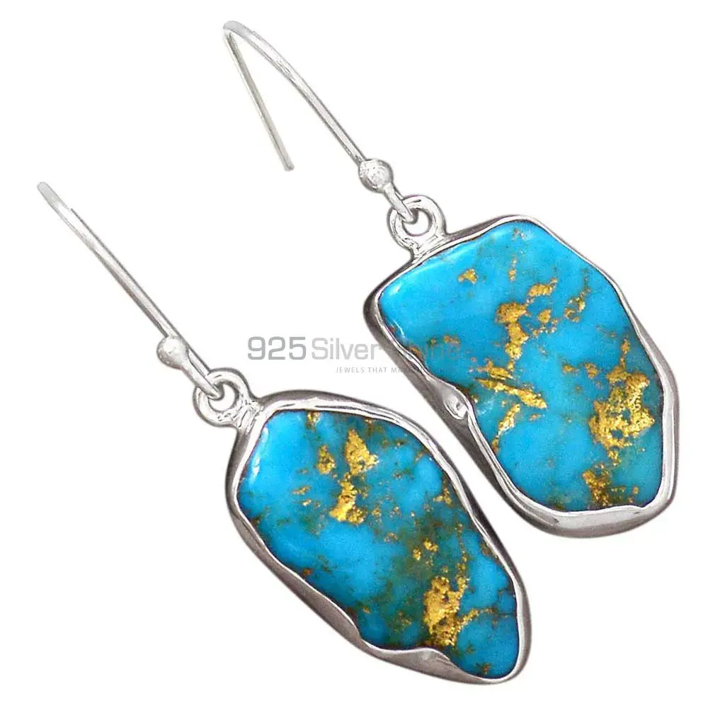 925 Sterling Silver Earrings In Genuine Turquoise Gemstone 925SE2808_1