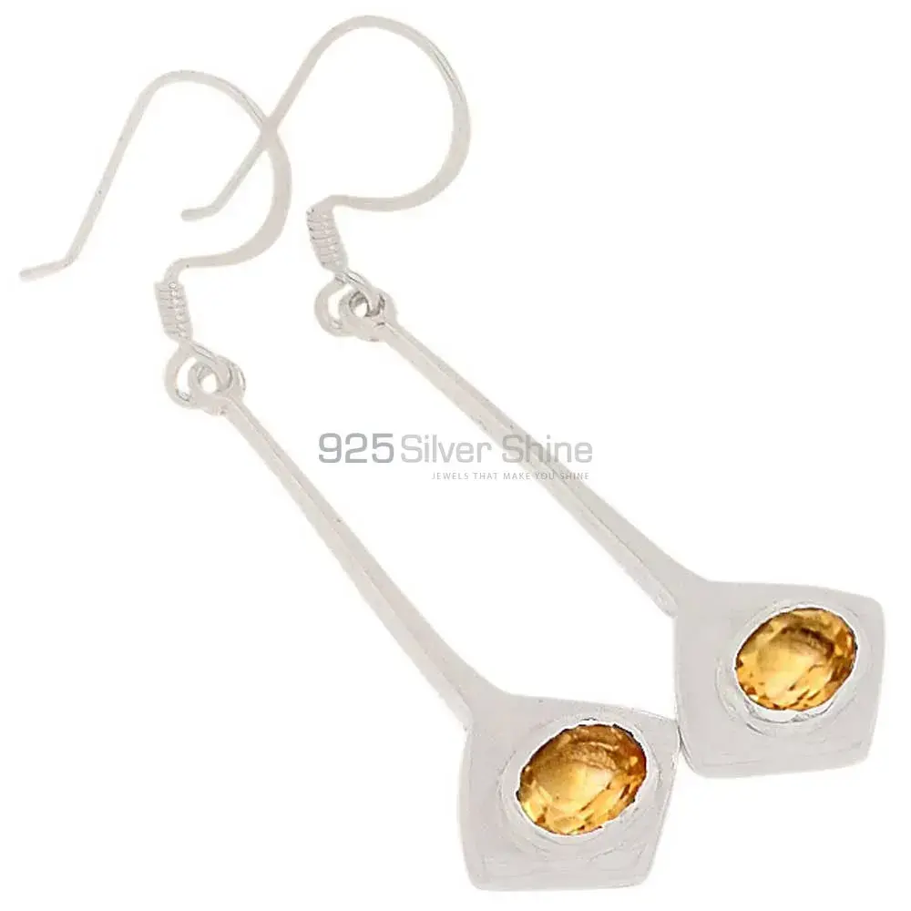 925 Sterling Silver Earrings In Natural Citrine Gemstone 925SE378
