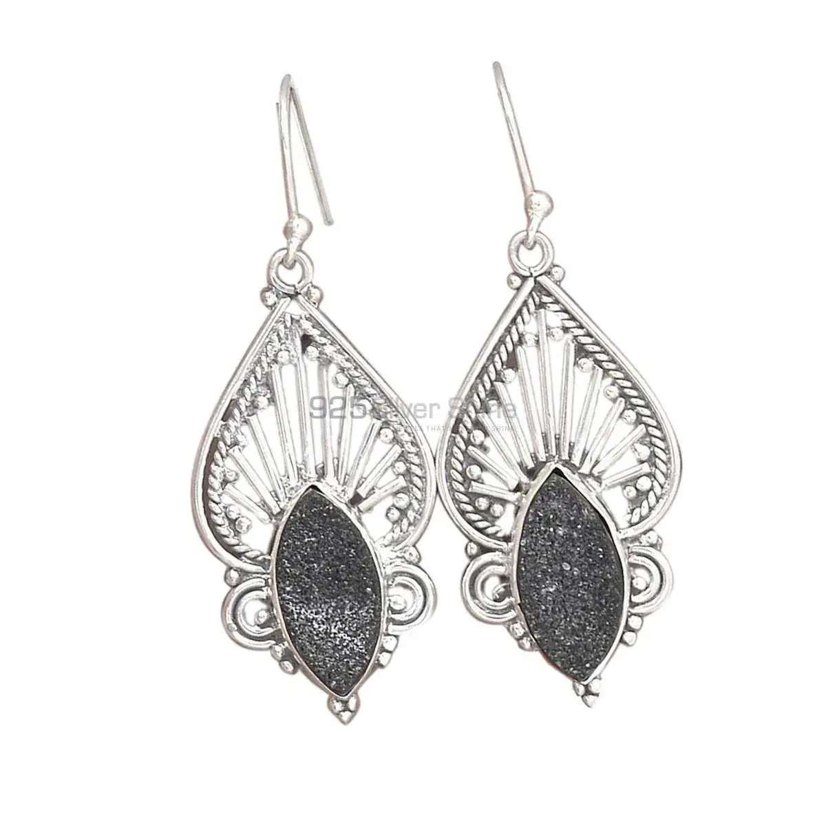 925 Sterling Silver Earrings In Natural Druzy Gemstone 925SE2643_0