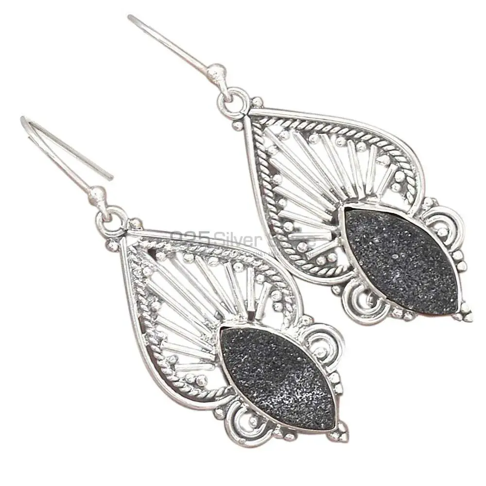 925 Sterling Silver Earrings In Natural Druzy Gemstone 925SE2643_0
