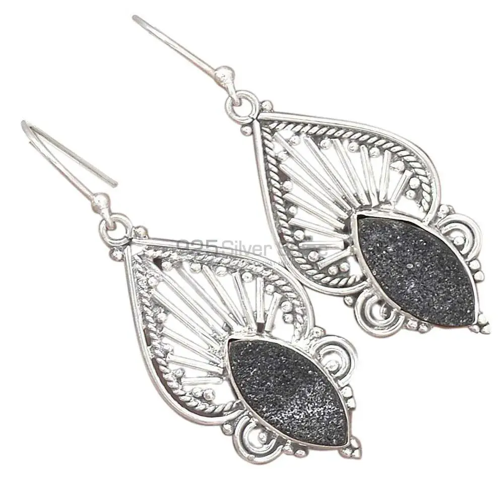 925 Sterling Silver Earrings In Natural Druzy Gemstone 925SE2643_1