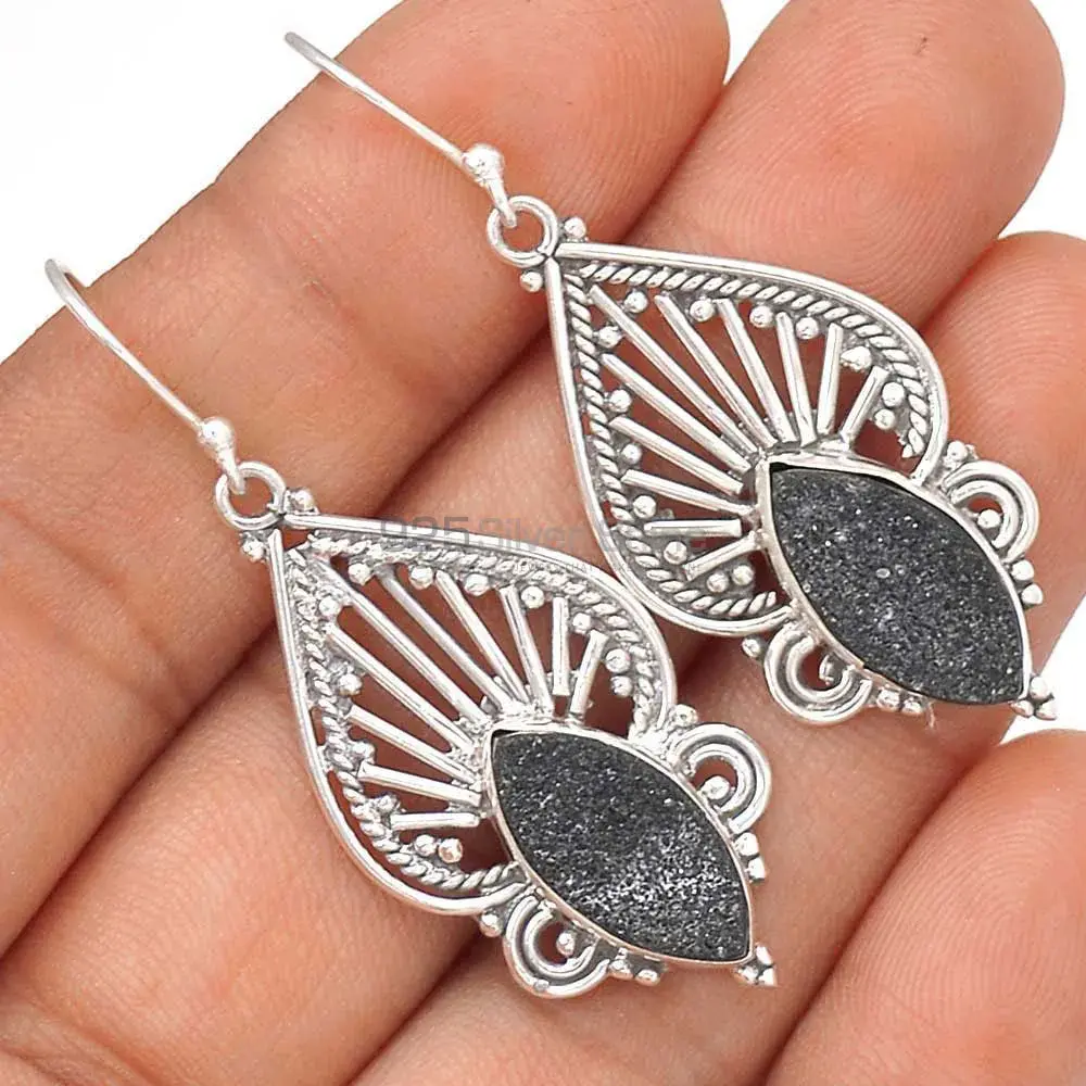 925 Sterling Silver Earrings In Natural Druzy Gemstone 925SE2643_1