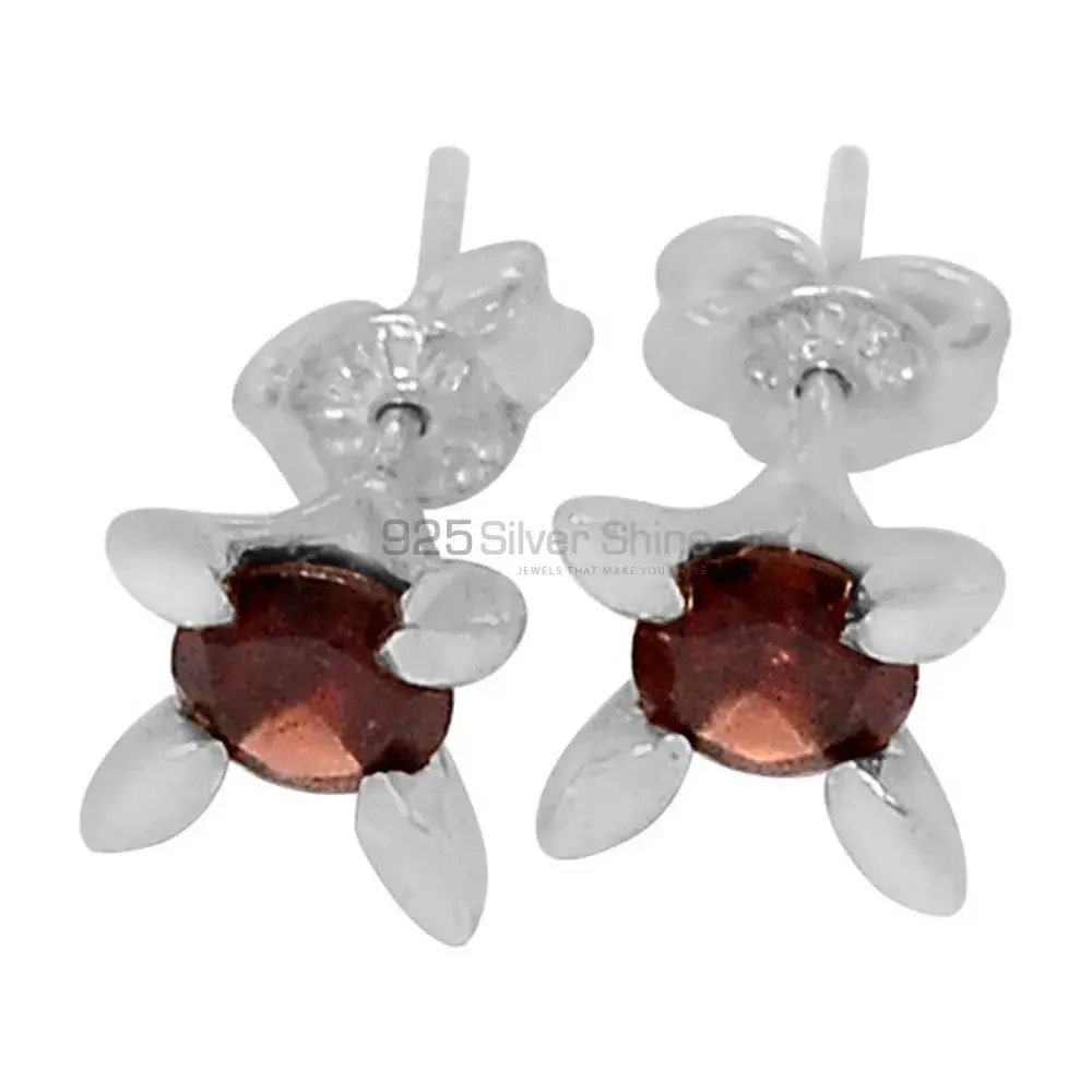 925 Sterling Silver Earrings In Natural Garnet Gemstone 925SE536_0