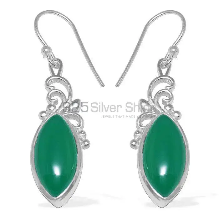925 Sterling Silver Earrings In Natural Green Onyx Gemstone 925SE852_0