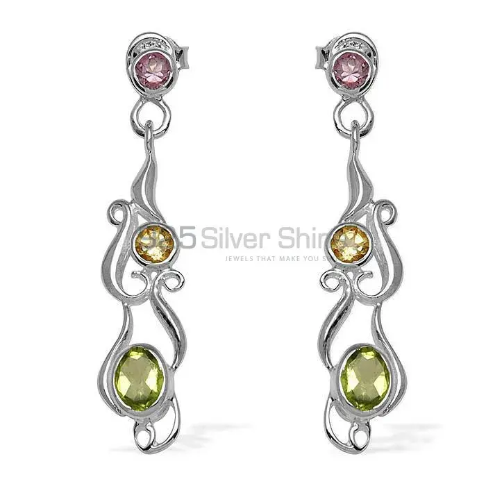 925 Sterling Silver Earrings In Natural Multi Gemstone 925SE773