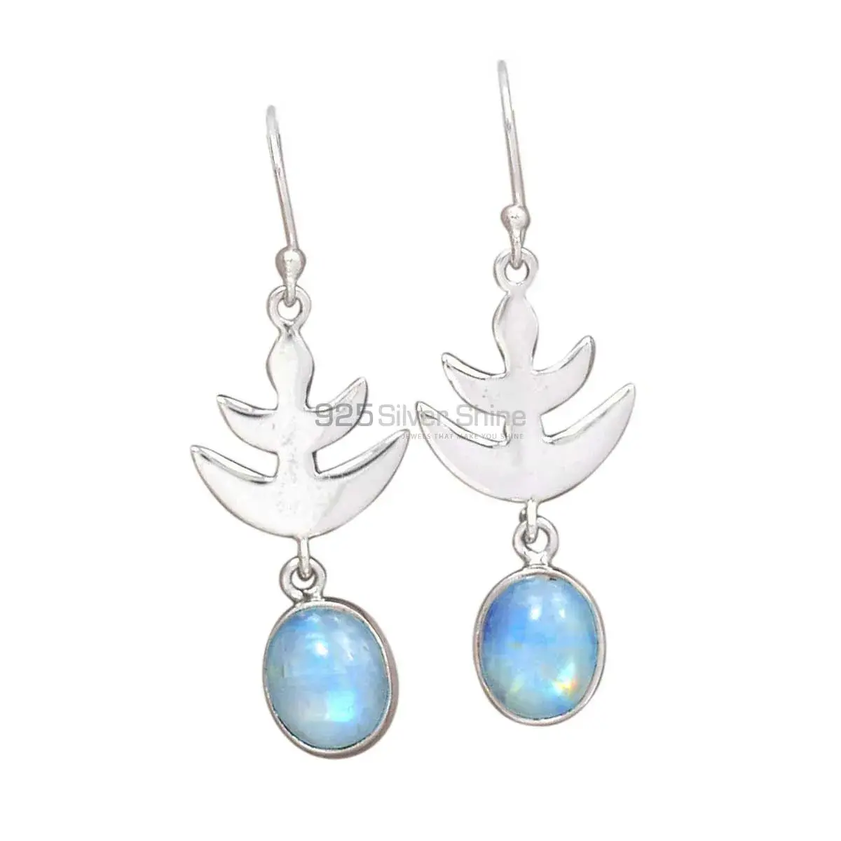 925 Sterling Silver Earrings In Natural Rainbow Moonstone 925SE2172_0
