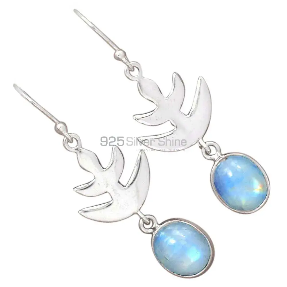 925 Sterling Silver Earrings In Natural Rainbow Moonstone 925SE2172_1