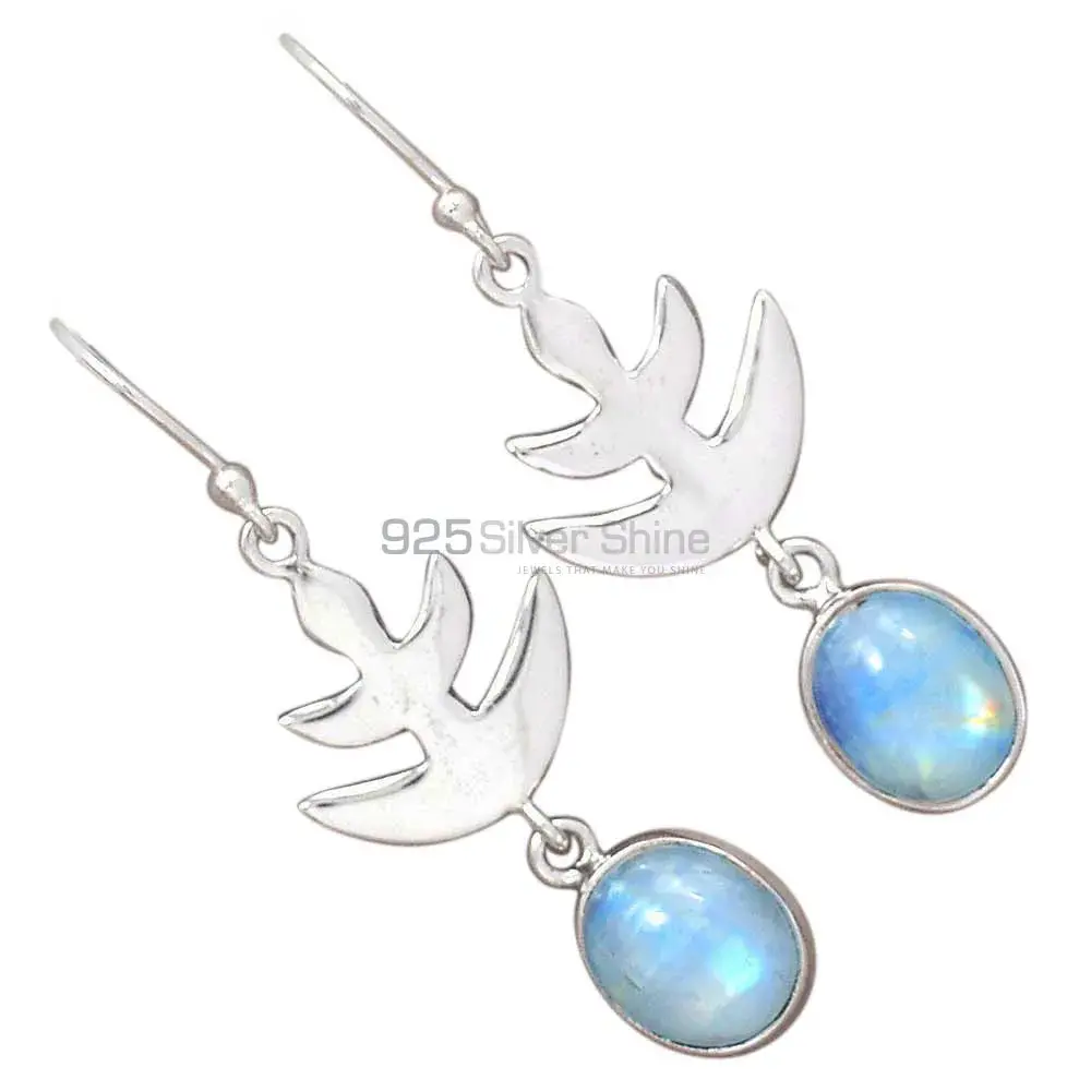 925 Sterling Silver Earrings In Natural Rainbow Moonstone 925SE2172_2