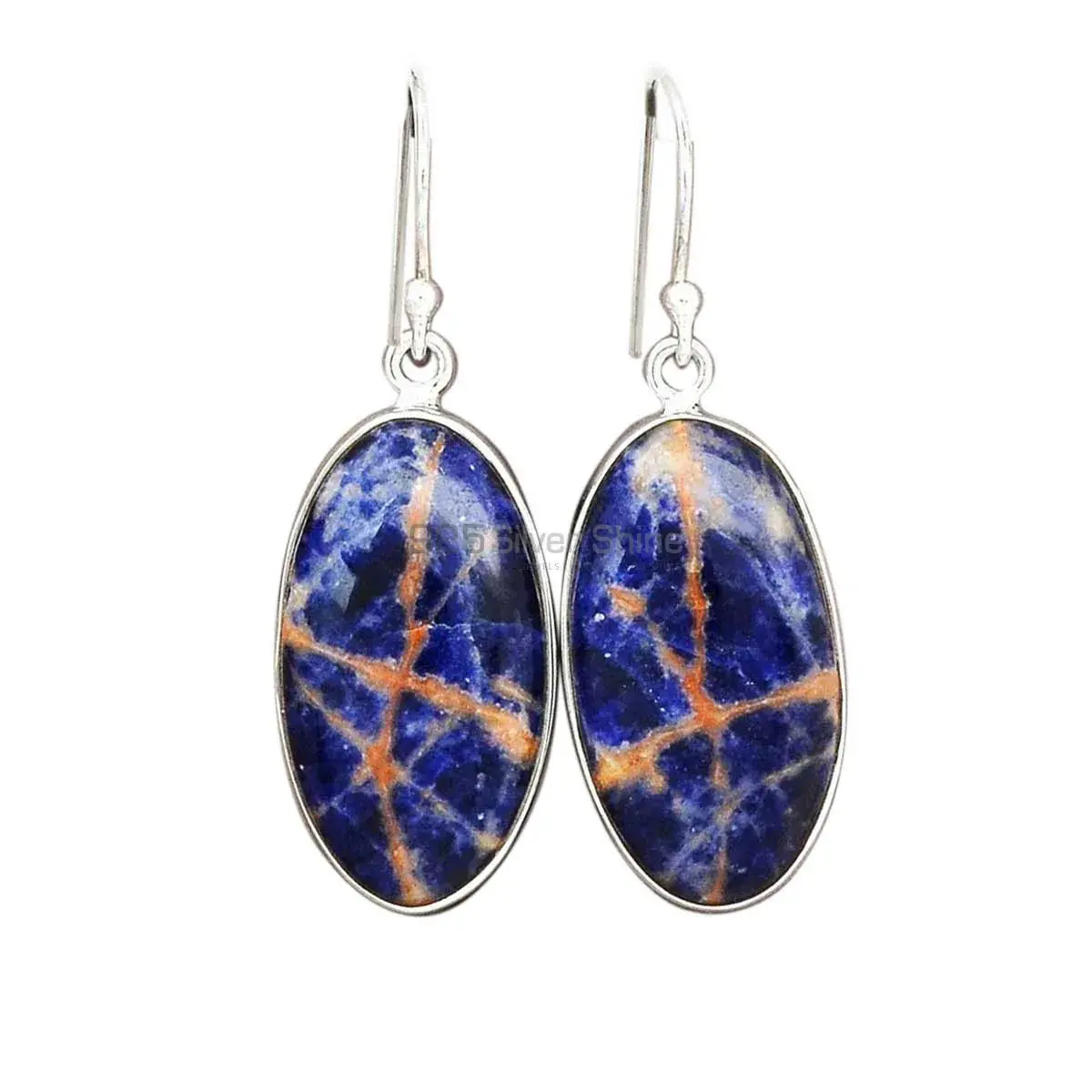 925 Sterling Silver Earrings In Natural Sodalite Gemstone 925SE2330_1