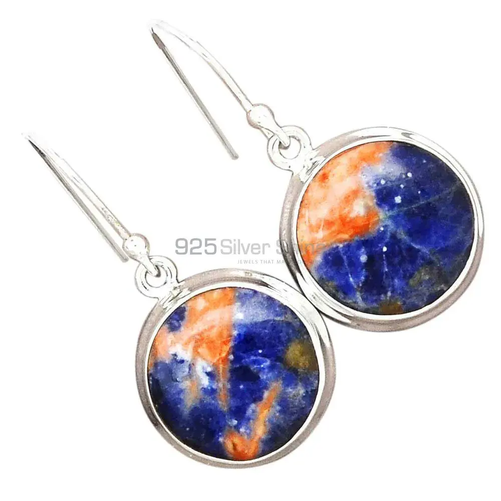 925 Sterling Silver Earrings In Natural Sodalite Gemstone 925SE2330_1