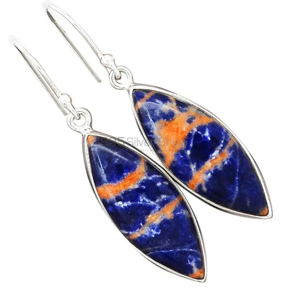 925 Sterling Silver Earrings In Natural Sodalite Gemstone 925SE2330_2