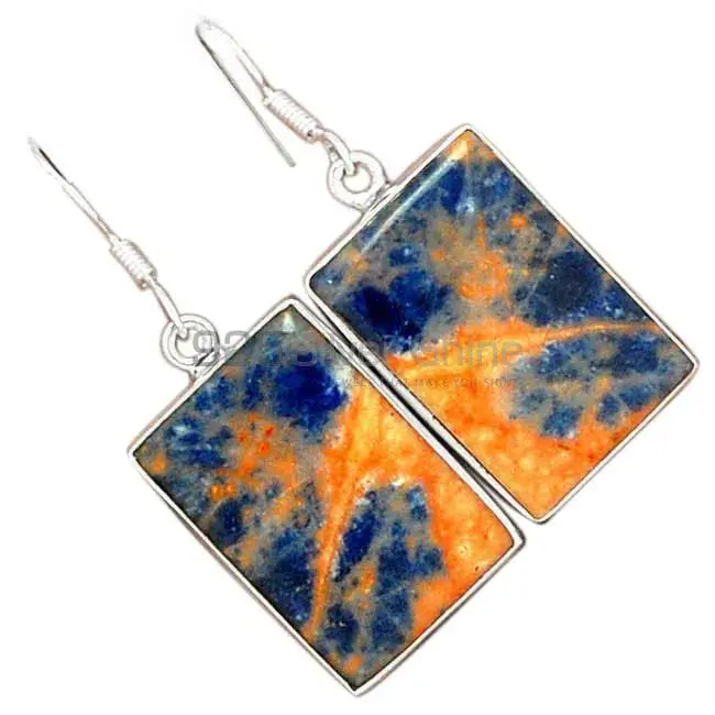 925 Sterling Silver Earrings In Natural Sodalite Gemstone 925SE2330_4