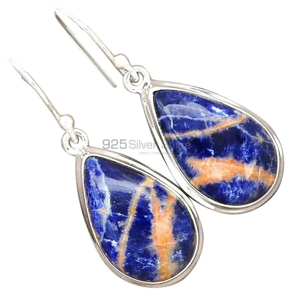 925 Sterling Silver Earrings In Natural Sodalite Gemstone 925SE2330_5