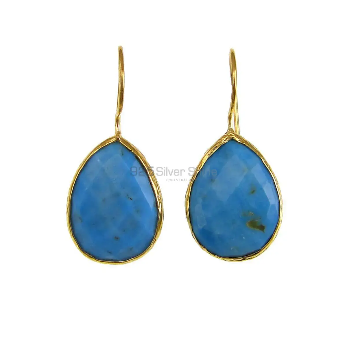 925 Sterling Silver Earrings In Natural Turquoise Gemstone 925SE1913_0