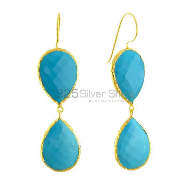 925 Sterling Silver Earrings In Natural Turquoise Gemstone 925SE1992_0