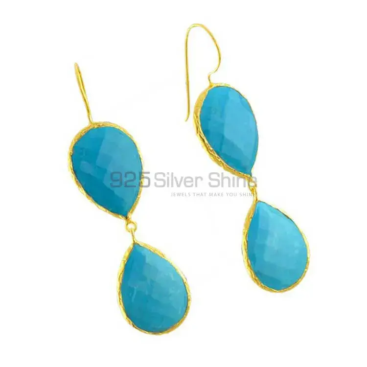 925 Sterling Silver Earrings In Natural Turquoise Gemstone 925SE1992_0