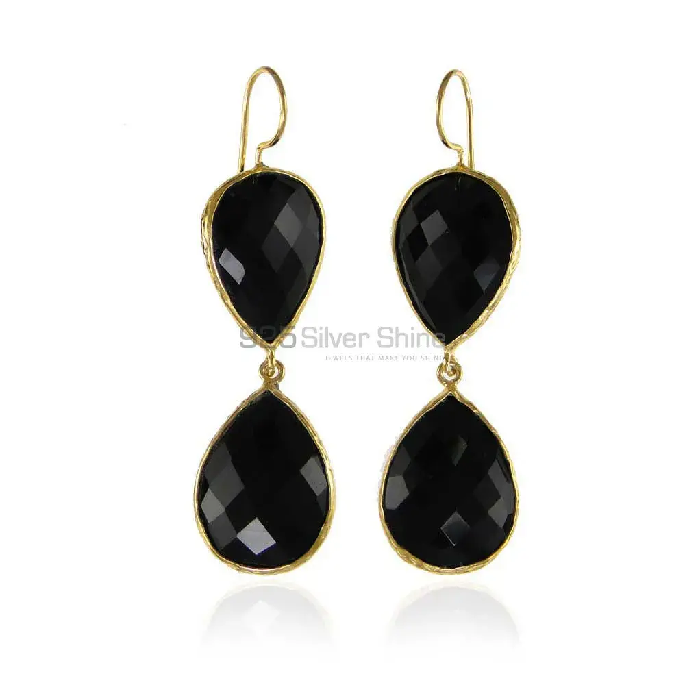 925 Sterling Silver Earrings In Semi Precious Black Onyx Gemstone 925SE1993_0