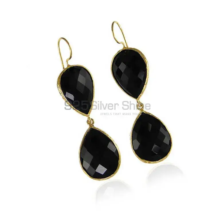 925 Sterling Silver Earrings In Semi Precious Black Onyx Gemstone 925SE1993_0