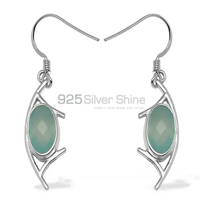 925 Sterling Silver Earrings In Semi Precious Chalcedony Gemstone 925SE1011_0