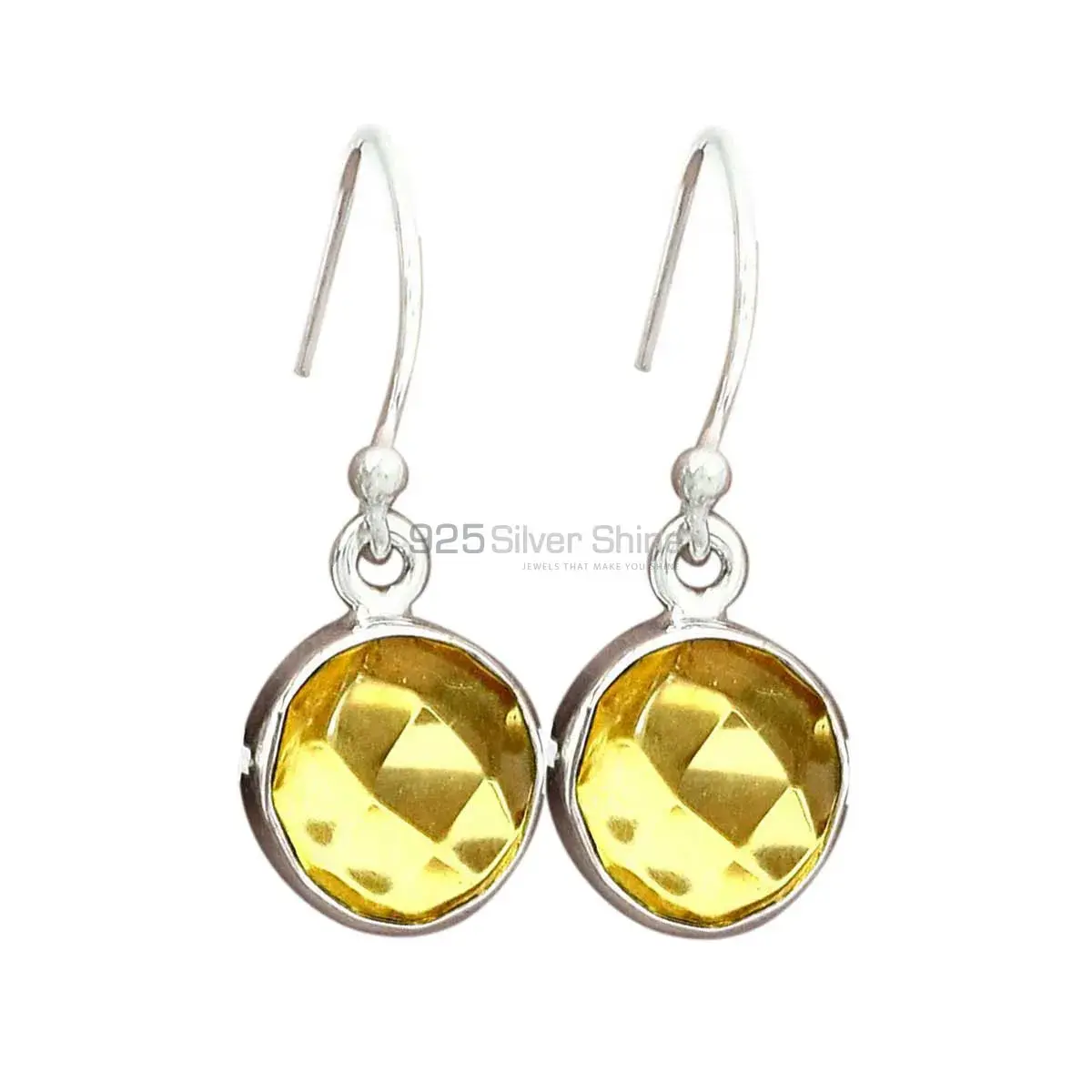 925 Sterling Silver Earrings In Semi Precious Citrine Gemstone 925SE2751_0