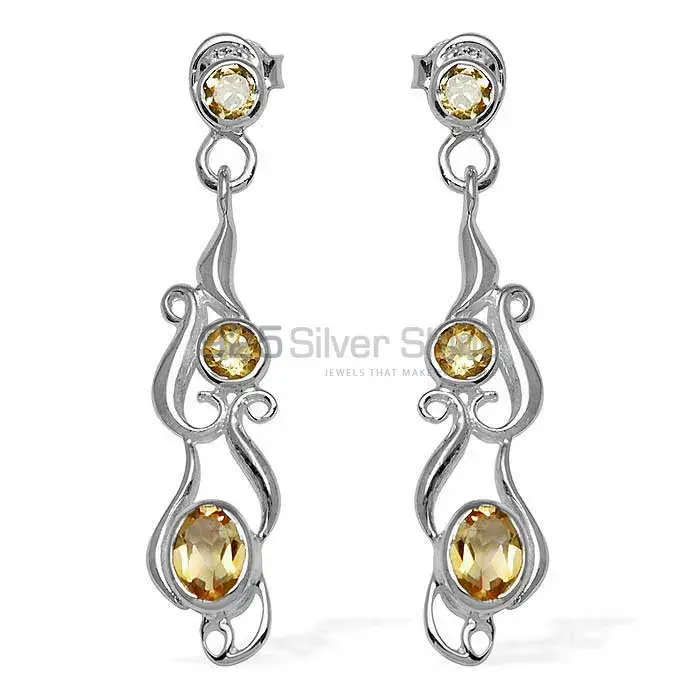 925 Sterling Silver Earrings In Semi Precious Citrine Gemstone 925SE774