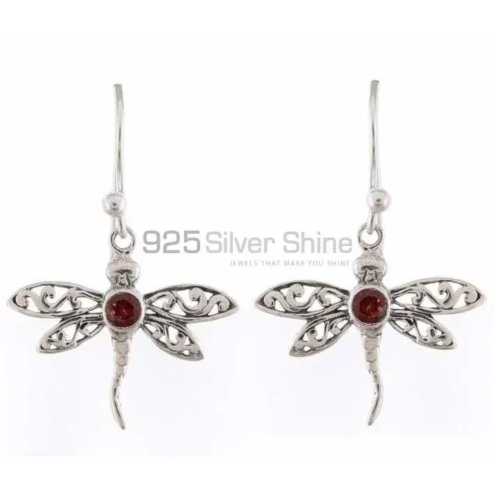 925 Sterling Silver Earrings In Semi Precious Garnet Gemstone 925SE1160